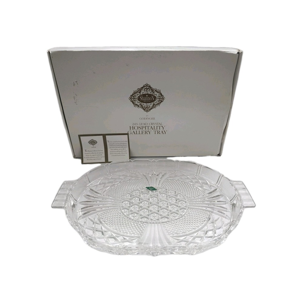 Vintage Shannon Crystal By Godinger 24% Lead Crystal Hospitality Gallery Tray...